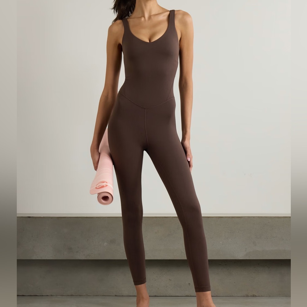 lululemon athletica Brown V-Neck Seamless Jumpsuit